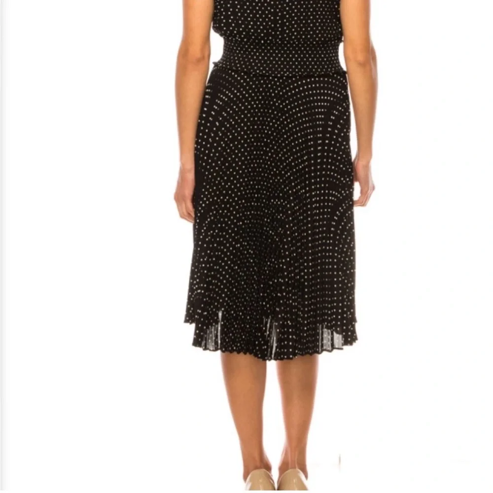 Nanette Lepore Mock Neck Sleeveless Pleated Polka Dot Dress Smocked Waist Size 4